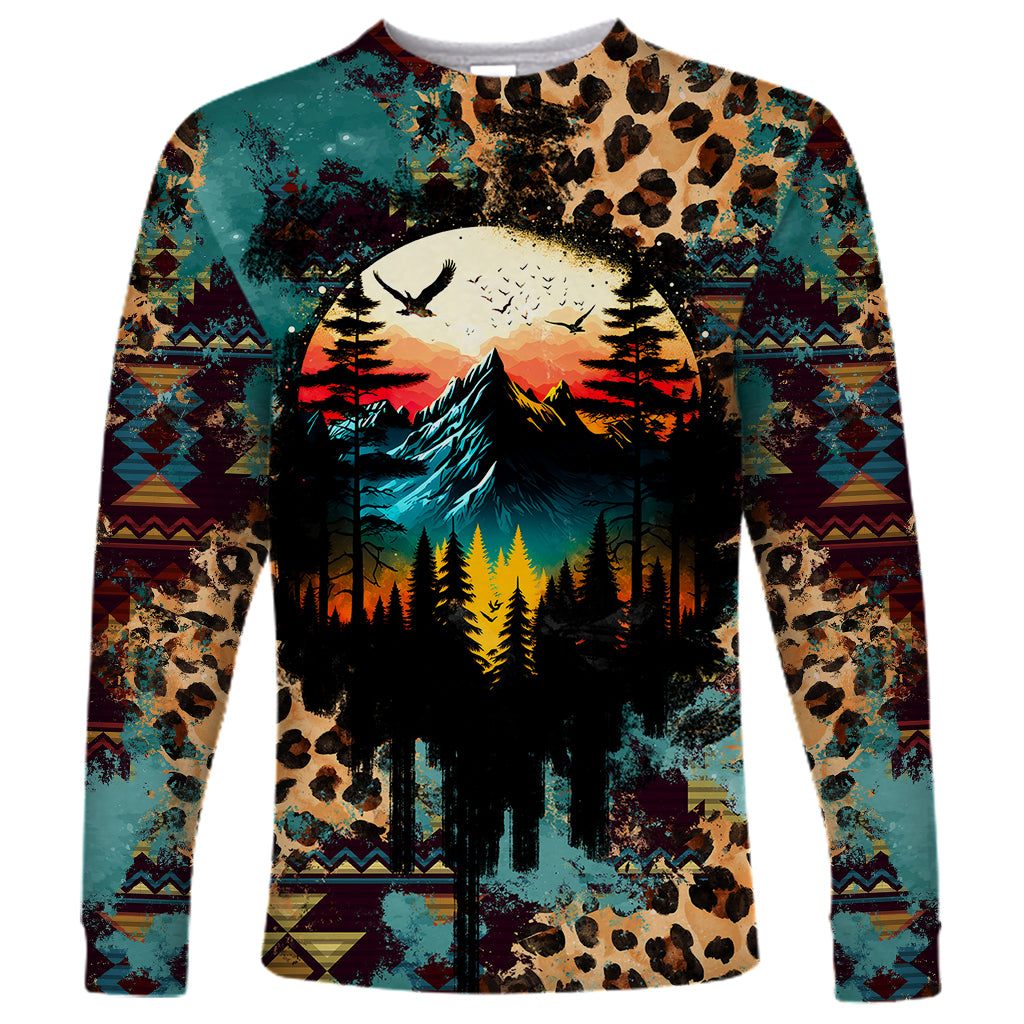 Country Girl Long Sleeve Shirt Play Me Some Mountain Music with Leoppard Pattern TS07 - Wonder Print Shop