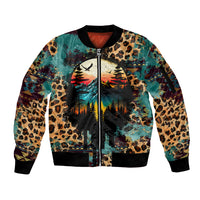 Country Girl Sleeve Zip Bomber Jacket Play Me Some Mountain Music with Leoppard Pattern TS07 - Wonder Print Shop