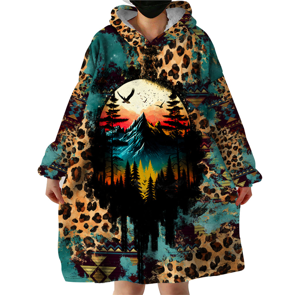 Country Girl Wearable Blanket Hoodie Play Me Some Mountain Music with Leoppard Pattern TS07 - Wonder Print Shop