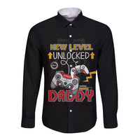 Father's Day Long Sleeve Button Shirt Gamer Dad Level Up TS07 - Wonder Print Shop