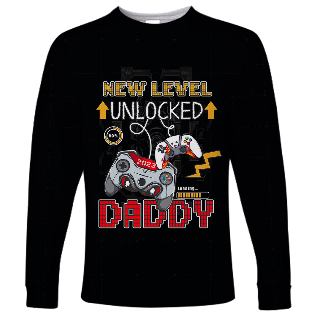 Father's Day Long Sleeve Shirt Gamer Dad Level Up TS07 - Wonder Print Shop
