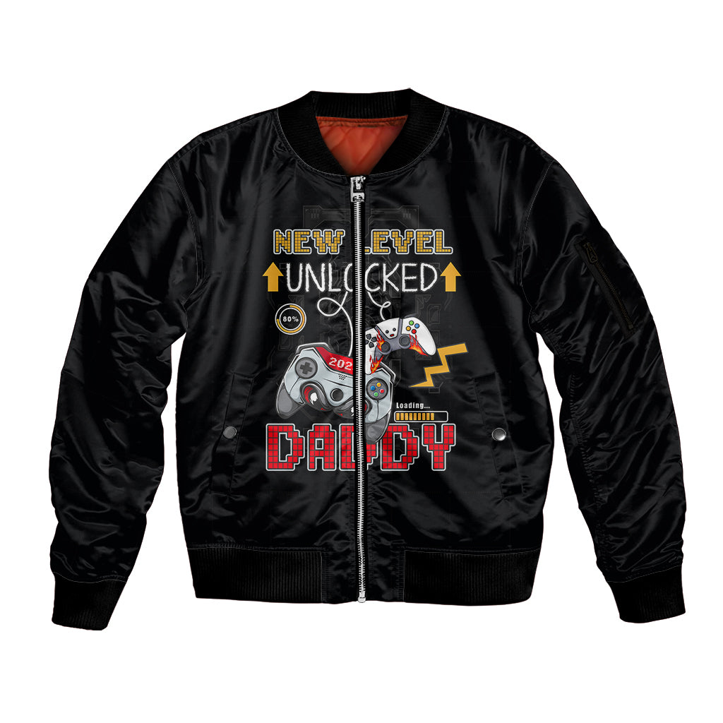 Father's Day Sleeve Zip Bomber Jacket Gamer Dad Level Up TS07 - Wonder Print Shop