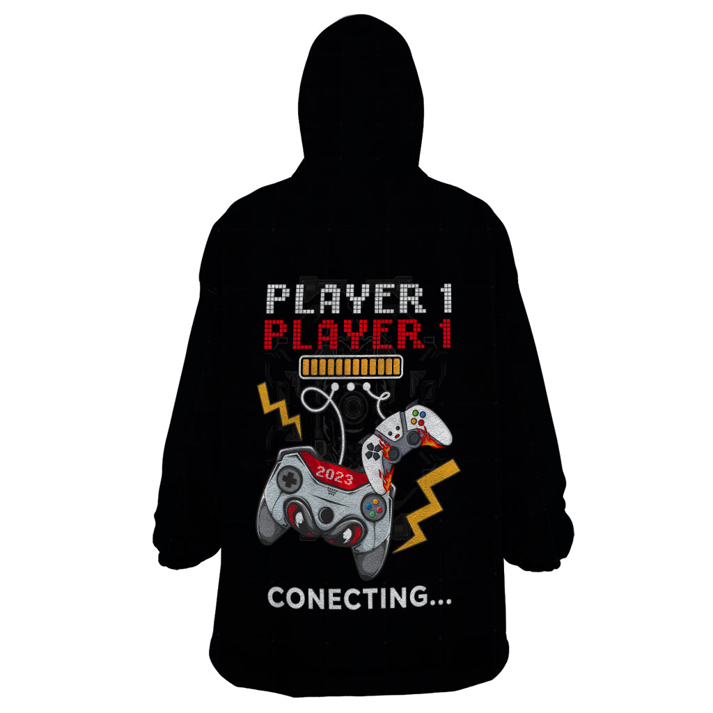 Father's Day Wearable Blanket Hoodie Gamer Dad Level Up TS07 - Wonder Print Shop