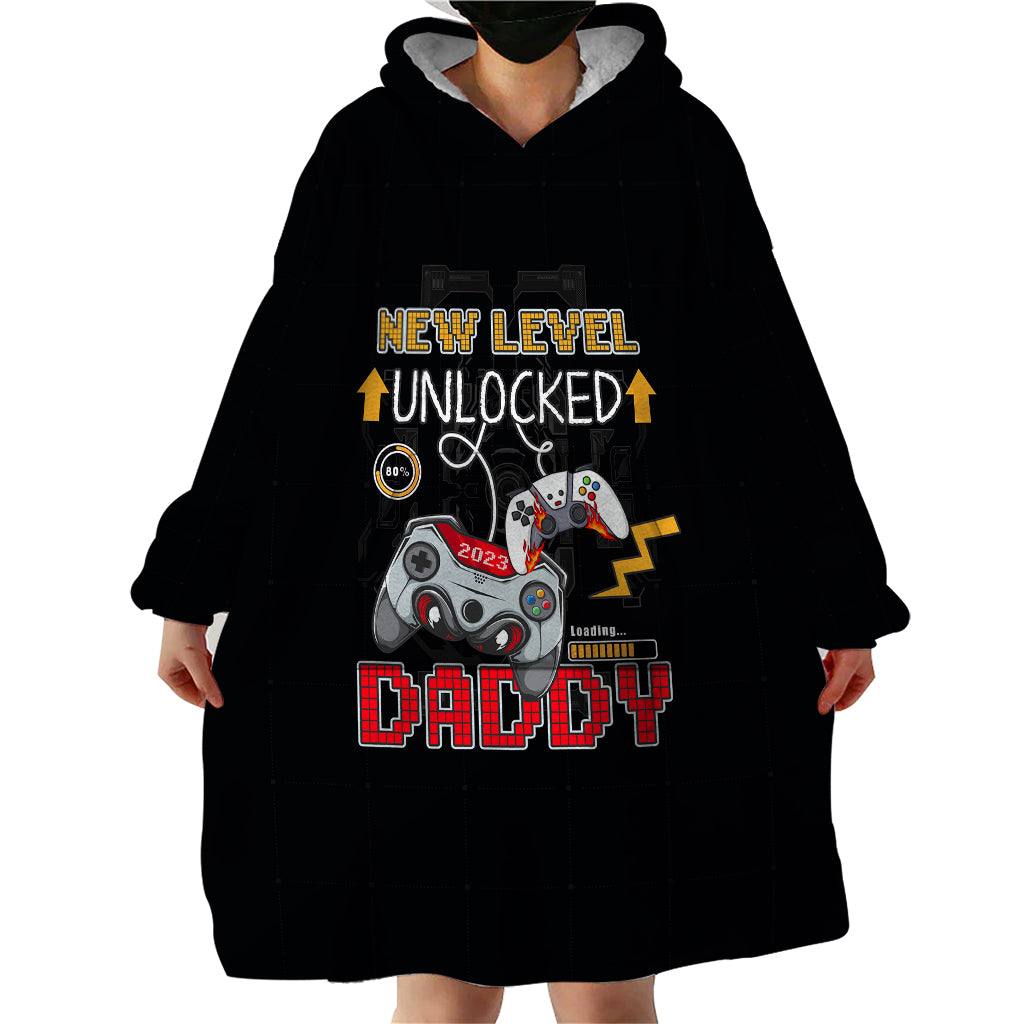 Father's Day Wearable Blanket Hoodie Gamer Dad Level Up TS07 - Wonder Print Shop