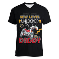 Father's Day Women V Neck T Shirt Gamer Dad Level Up TS07 - Wonder Print Shop