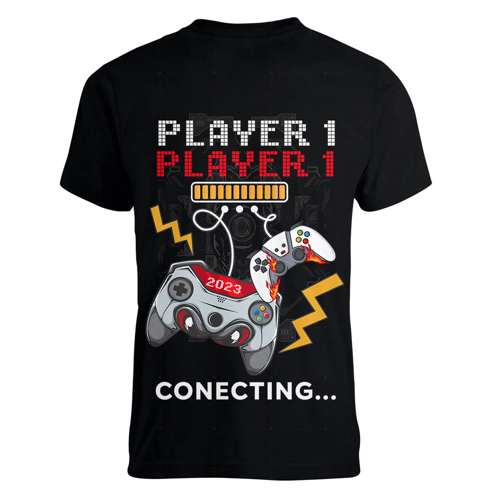 Father's Day Women V Neck T Shirt Gamer Dad Level Up TS07 - Wonder Print Shop