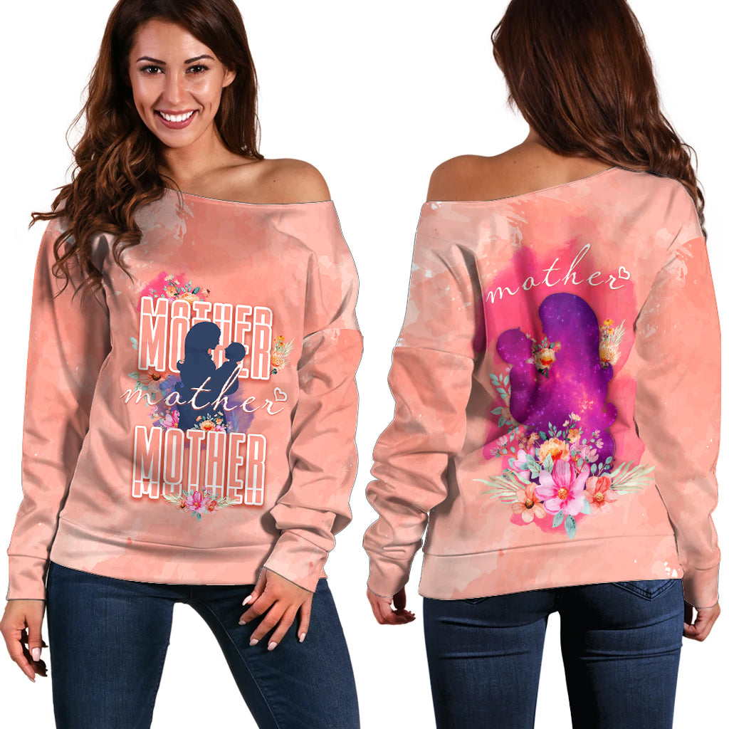 Mommy Off Shoulder Sweater Floral Pastel Style for Mother Day TS07 - Wonder Print Shop