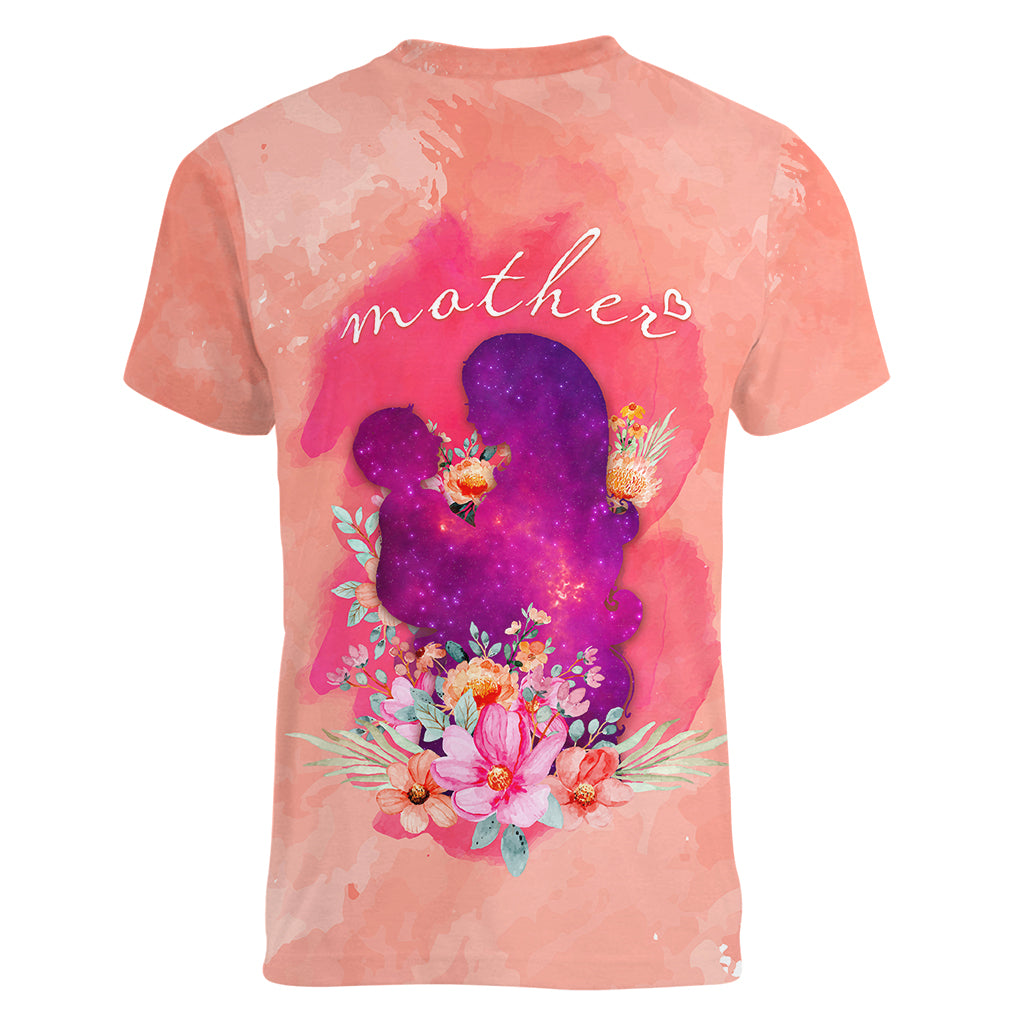 Mommy Women V Neck T Shirt Floral Pastel Style for Mother Day TS07 - Wonder Print Shop