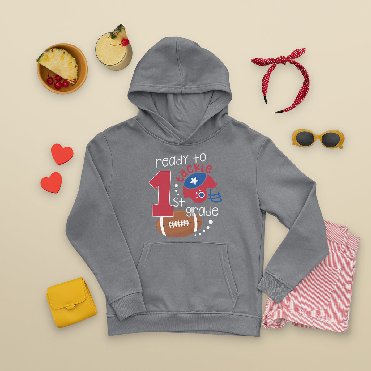 Back To School Hoodie Ready To Tackle First Grade Tee, Football For Kids, First Day Of School T- Shirt, Back to School TS08 - Wonder Print Shop