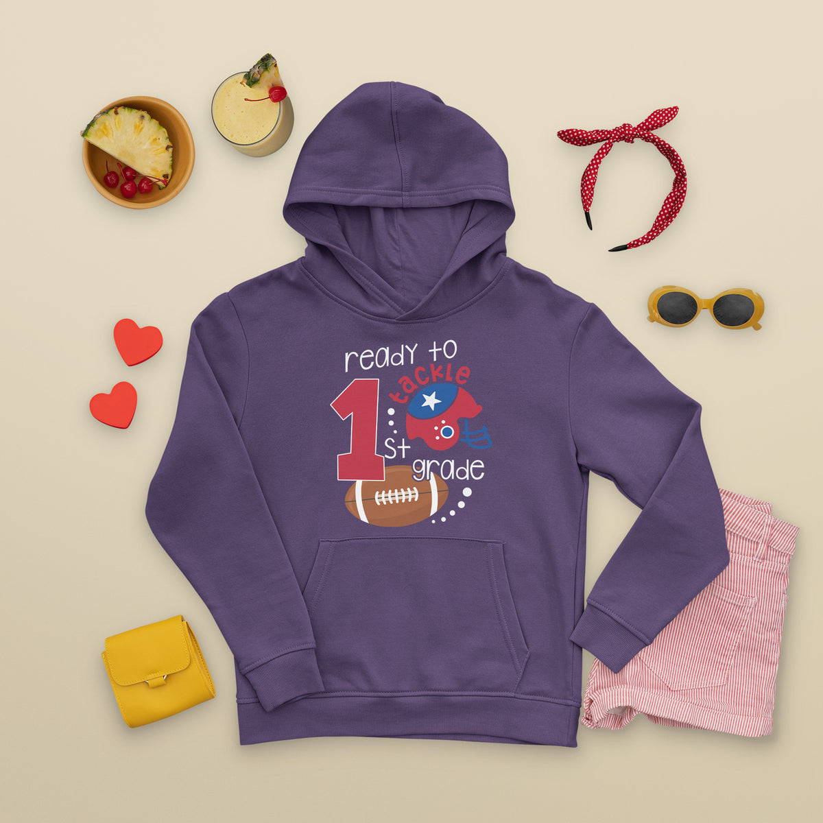 Back To School Hoodie Ready To Tackle First Grade Tee, Football For Kids, First Day Of School T- Shirt, Back to School TS08 - Wonder Print Shop