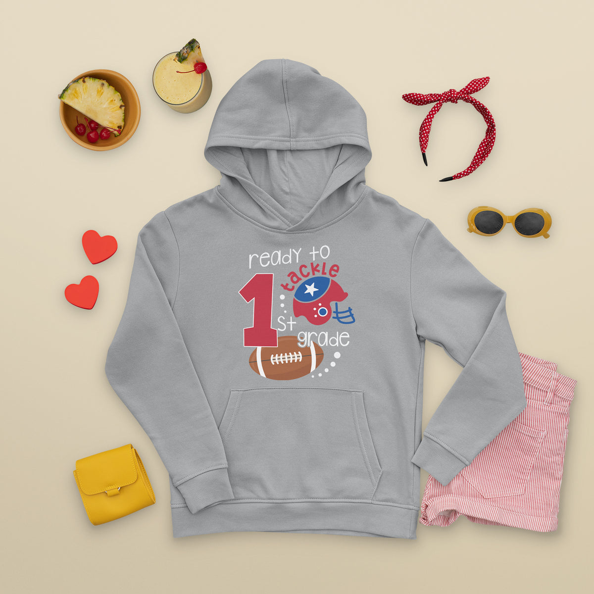 Back To School Hoodie Ready To Tackle First Grade Tee, Football For Kids, First Day Of School T- Shirt, Back to School TS08 - Wonder Print Shop