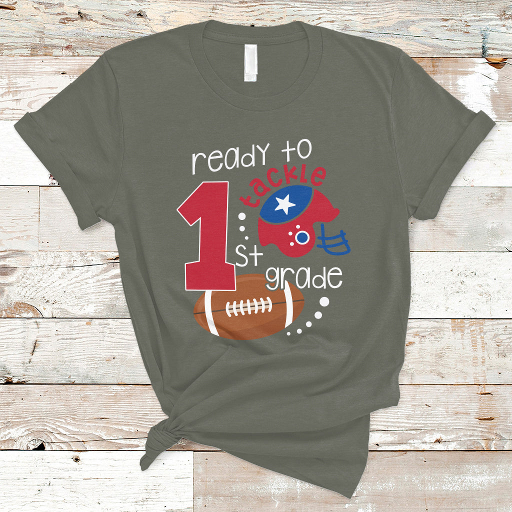 Back To School T Shirt Ready To Tackle First Grade Tee, Football For Kids, First Day Of School T- Shirt, Back to School TS08 - Wonder Print Shop