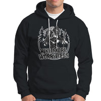 Hiking Hoodie Hike More Worry Less Tee, Reto Bigfoot Hiking Lover Shirt, Funny Hiking Casual Tee, Road Trip TS08 - Wonder Print Shop