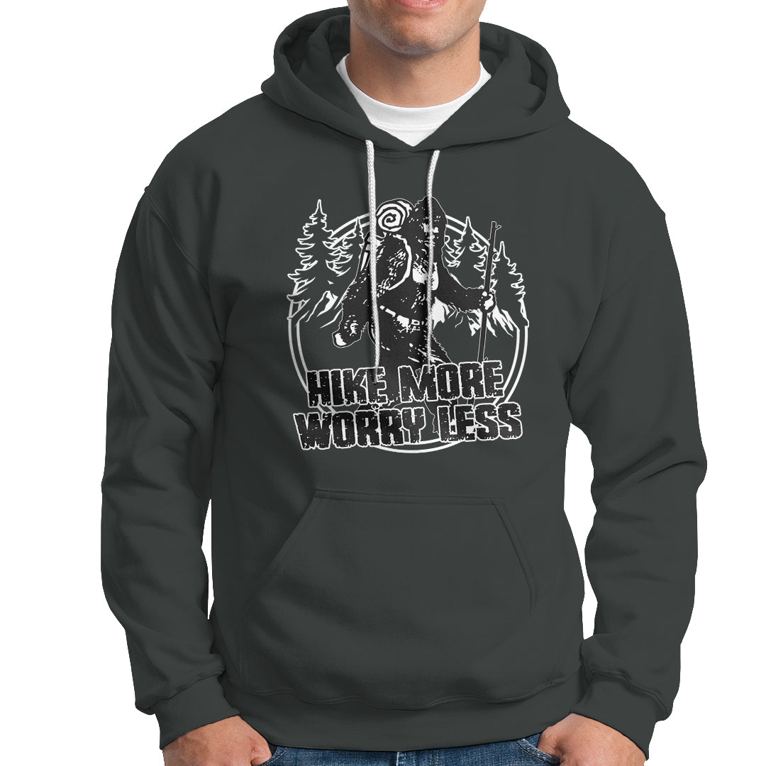 Hiking Hoodie Hike More Worry Less Tee, Reto Bigfoot Hiking Lover Shirt, Funny Hiking Casual Tee, Road Trip TS08 - Wonder Print Shop