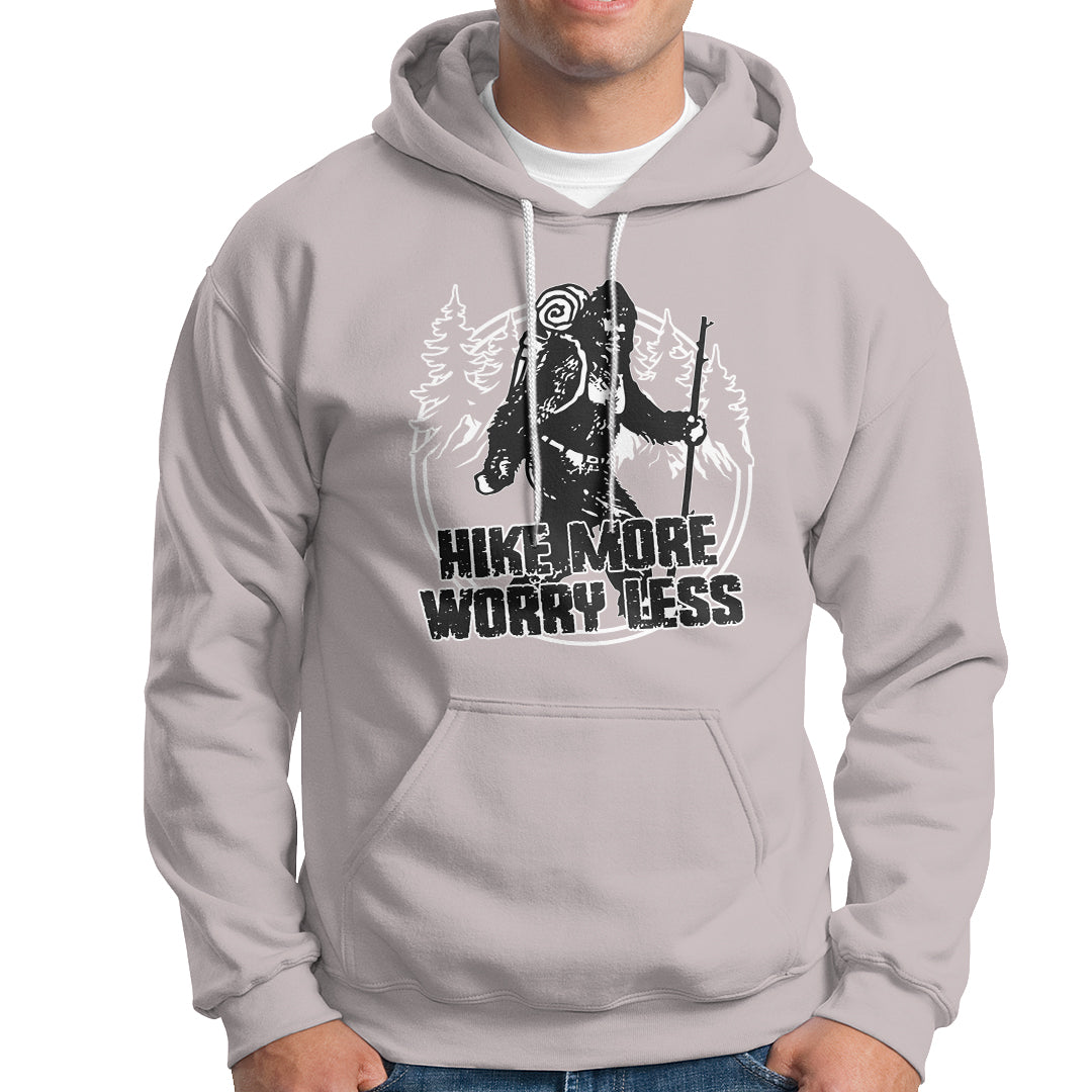 Hiking Hoodie Hike More Worry Less Tee, Reto Bigfoot Hiking Lover Shirt, Funny Hiking Casual Tee, Road Trip TS08 - Wonder Print Shop