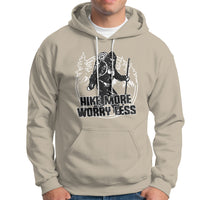 Hiking Hoodie Hike More Worry Less Tee, Reto Bigfoot Hiking Lover Shirt, Funny Hiking Casual Tee, Road Trip TS08 - Wonder Print Shop