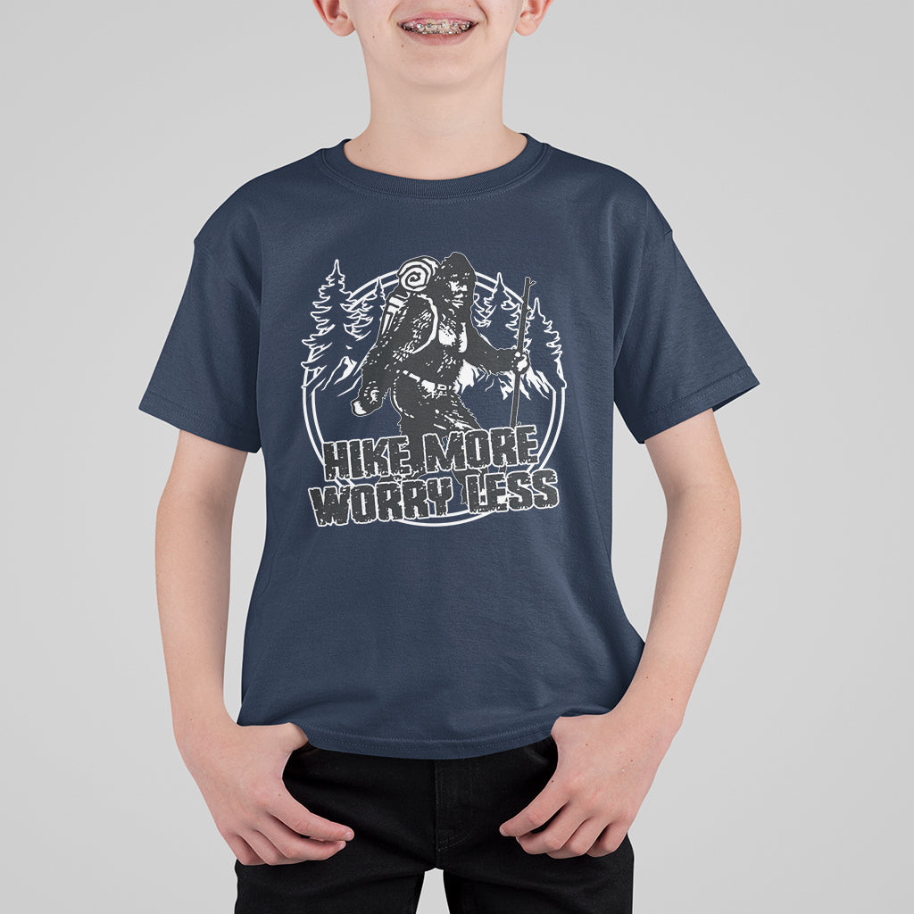 Hiking T Shirt For Kid Hike More Worry Less Tee, Reto Bigfoot Hiking Lover Shirt, Funny Hiking Casual Tee, Road Trip TS08 - Wonder Print Shop