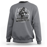Hiking Sweatshirt Hike More Worry Less Tee, Reto Bigfoot Hiking Lover Shirt, Funny Hiking Casual Tee, Road Trip TS08 - Wonder Print Shop
