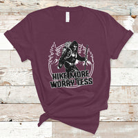 Hiking T Shirt Hike More Worry Less Tee, Reto Bigfoot Hiking Lover Shirt, Funny Hiking Casual Tee, Road Trip TS08 - Wonder Print Shop