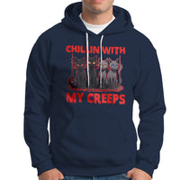Halloween Hoodie Chillin With My Creeps Tee, Funny Halloween Shirt, Cute Creeps Tee, Cat Mom Dad TS08 - Wonder Print Shop