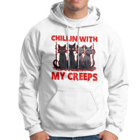 Halloween Hoodie Chillin With My Creeps Tee, Funny Halloween Shirt, Cute Creeps Tee, Cat Mom Dad TS08 - Wonder Print Shop