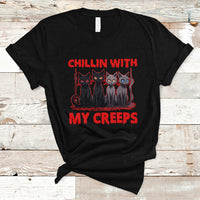 Halloween T Shirt Chillin With My Creeps Tee, Funny Halloween Shirt, Cute Creeps Tee, Cat Mom Dad TS08 - Wonder Print Shop
