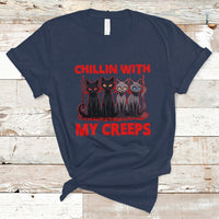 Halloween T Shirt Chillin With My Creeps Tee, Funny Halloween Shirt, Cute Creeps Tee, Cat Mom Dad TS08 - Wonder Print Shop