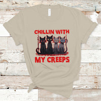 Halloween T Shirt Chillin With My Creeps Tee, Funny Halloween Shirt, Cute Creeps Tee, Cat Mom Dad TS08 - Wonder Print Shop