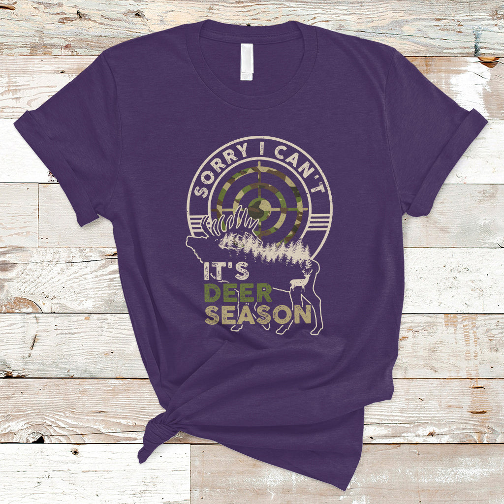 Deer Hunting T Shirt Vintage Sorry I Can't It's Deer Season Shirt, Dad Hunting Tee, Retro Vintage Camo TS08 - Wonder Print Shop