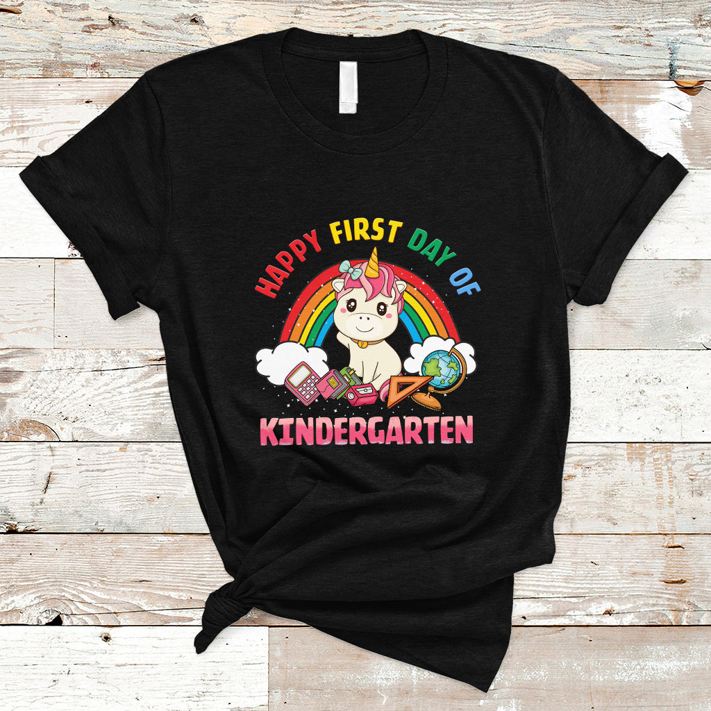 Back to school T Shirt Happy First Day of Kindergarten Shirt, Unicorn Raibow Coloful Oufit, Gift for Teachers, Kindergarten Teacher TS08 - Wonder Print Shop