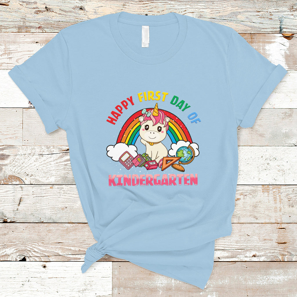 Back to school T Shirt Happy First Day of Kindergarten Shirt, Unicorn Raibow Coloful Oufit, Gift for Teachers, Kindergarten Teacher TS08 - Wonder Print Shop