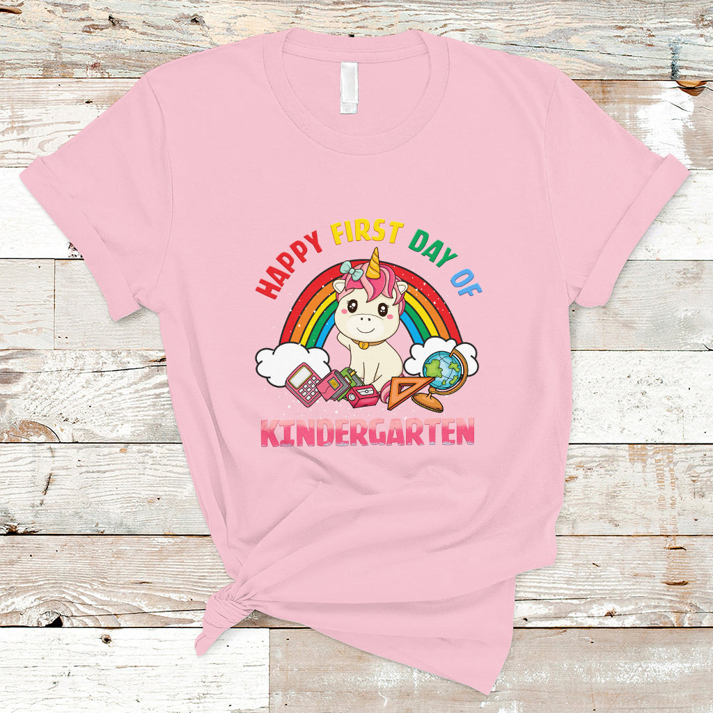 Back to school T Shirt Happy First Day of Kindergarten Shirt, Unicorn Raibow Coloful Oufit, Gift for Teachers, Kindergarten Teacher TS08 - Wonder Print Shop