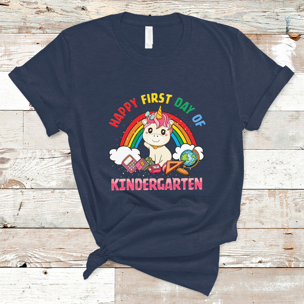 Back to school T Shirt Happy First Day of Kindergarten Shirt, Unicorn Raibow Coloful Oufit, Gift for Teachers, Kindergarten Teacher TS08 - Wonder Print Shop