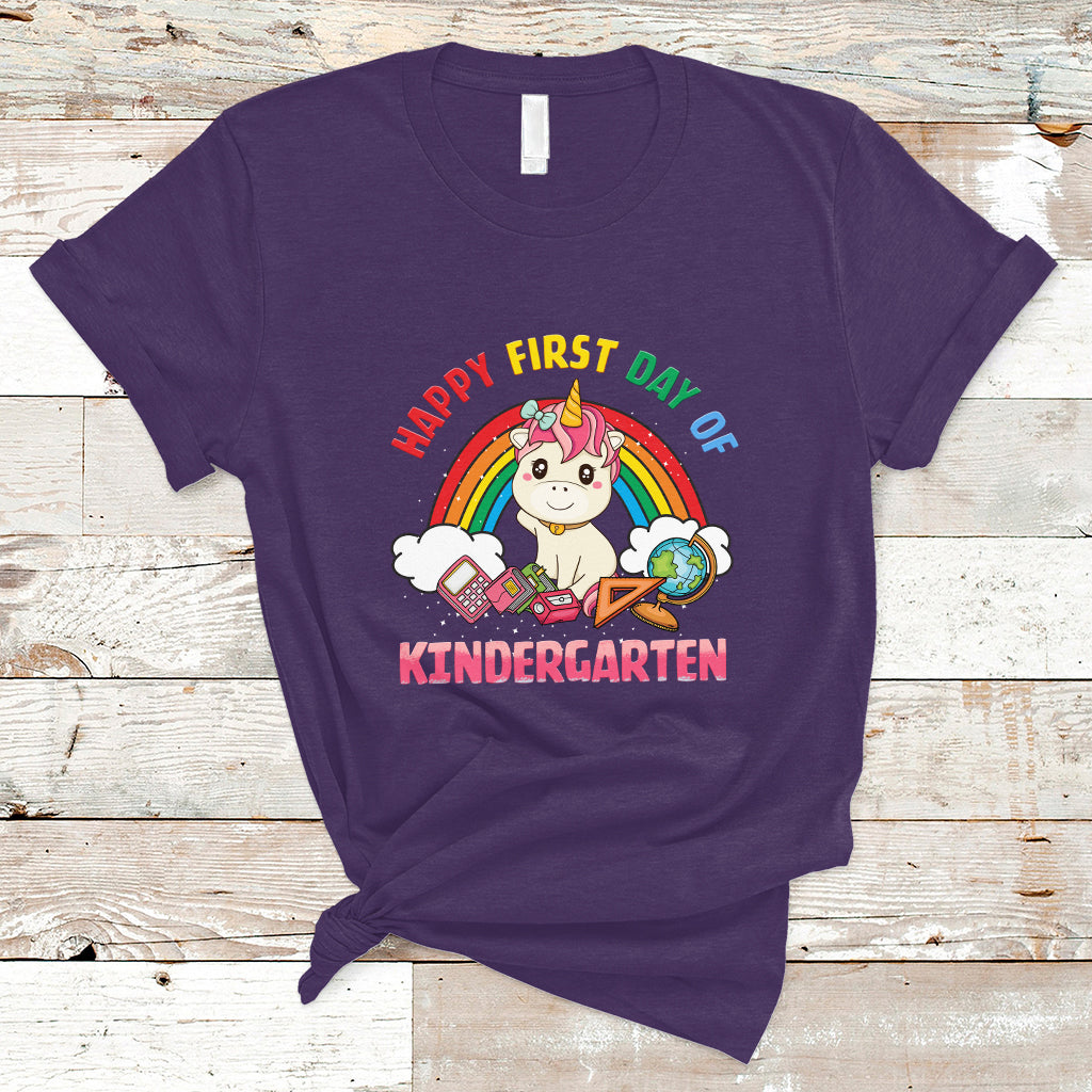 Back to school T Shirt Happy First Day of Kindergarten Shirt, Unicorn Raibow Coloful Oufit, Gift for Teachers, Kindergarten Teacher TS08 - Wonder Print Shop