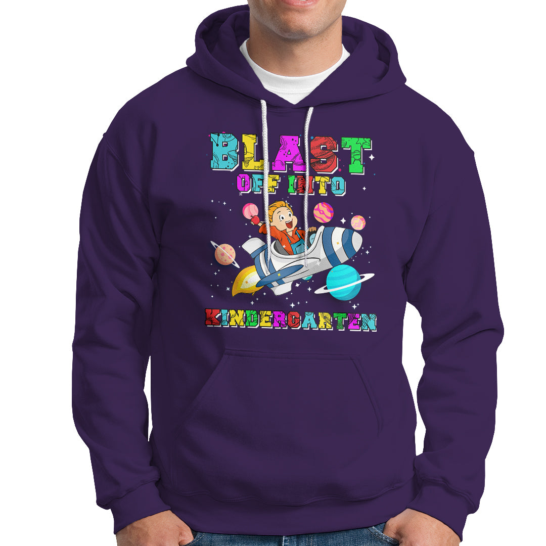 Back to school Hoodie Blast Off Into Kindergarten Shirt, Spaceship Welcomeback To School Tee, School Gift Casual Tee, First Day of School TS08 - Wonder Print Shop