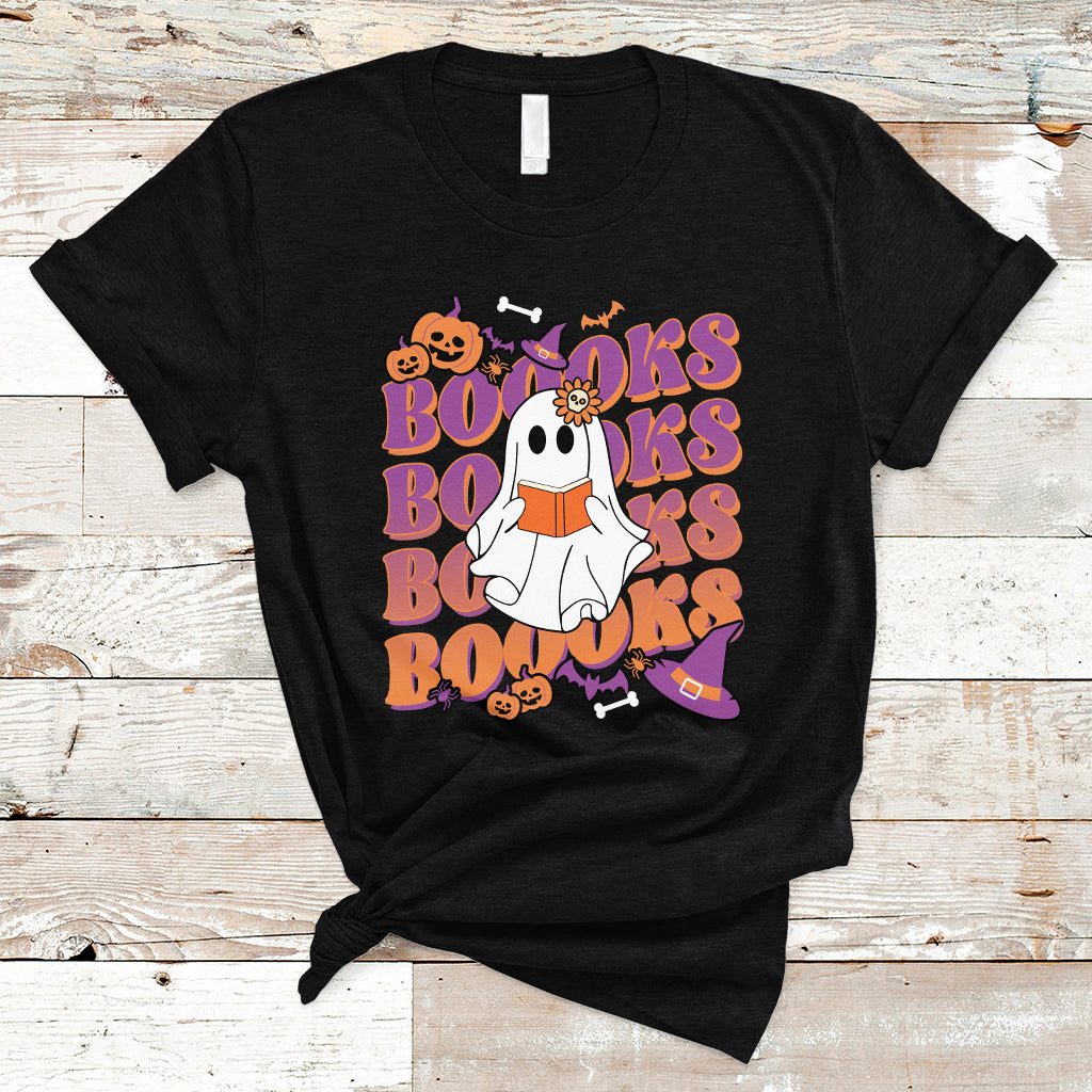 Halloween T Shirt Boooks Ghosts Tee, Funny Halloween Casual Shirt, Book-Loving Teacher Outfit, Bookworm TS08 - Wonder Print Shop