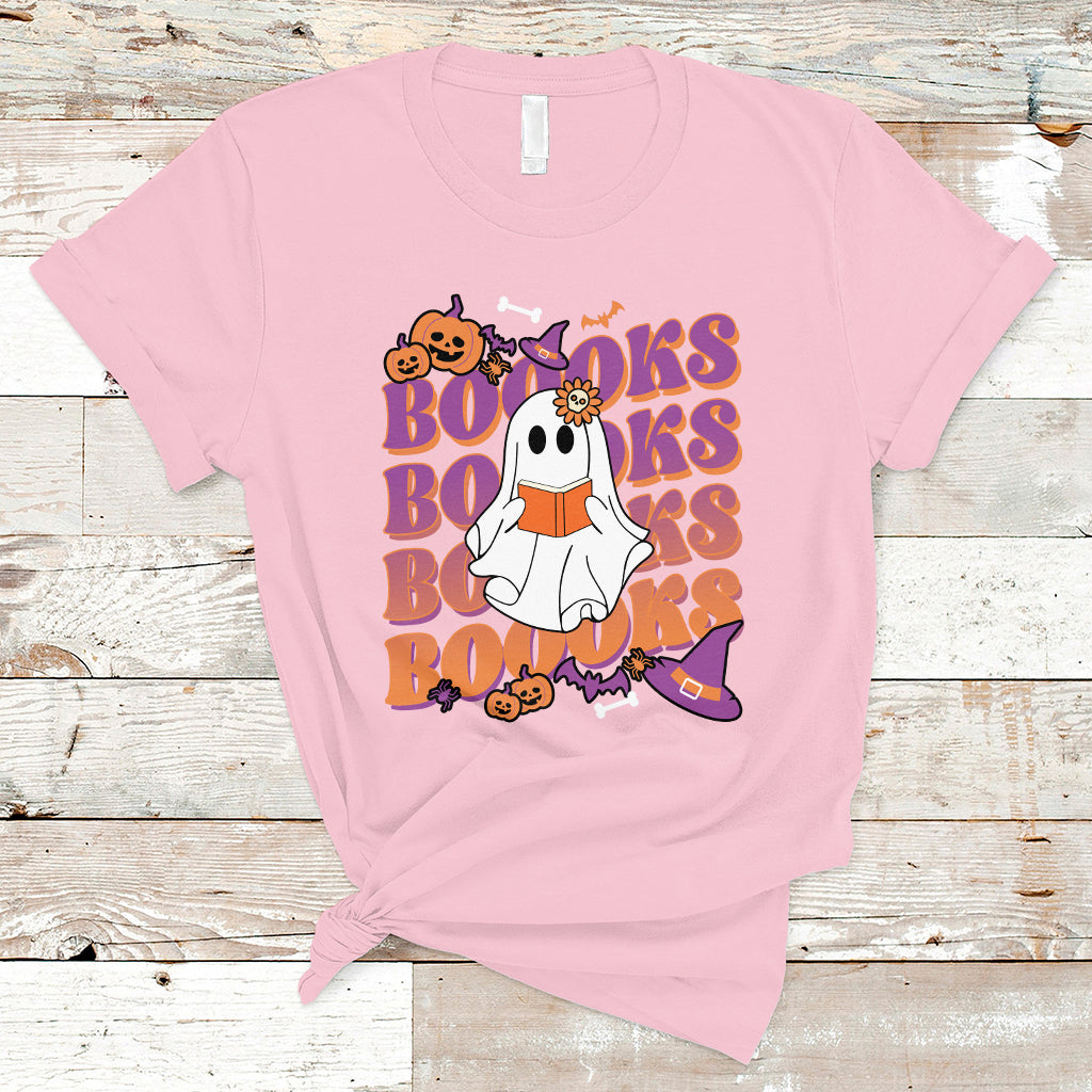 Halloween T Shirt Boooks Ghosts Tee, Funny Halloween Casual Shirt, Book-Loving Teacher Outfit, Bookworm TS08 - Wonder Print Shop