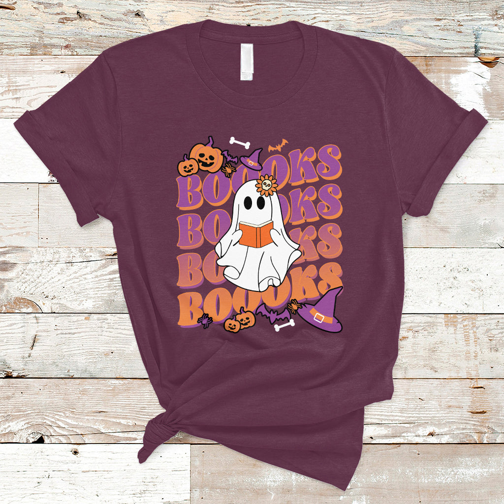 Halloween T Shirt Boooks Ghosts Tee, Funny Halloween Casual Shirt, Book-Loving Teacher Outfit, Bookworm TS08 - Wonder Print Shop