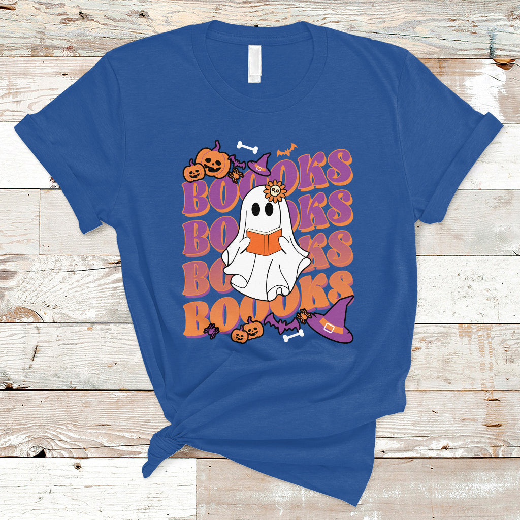 Halloween T Shirt Boooks Ghosts Tee, Funny Halloween Casual Shirt, Book-Loving Teacher Outfit, Bookworm TS08 - Wonder Print Shop