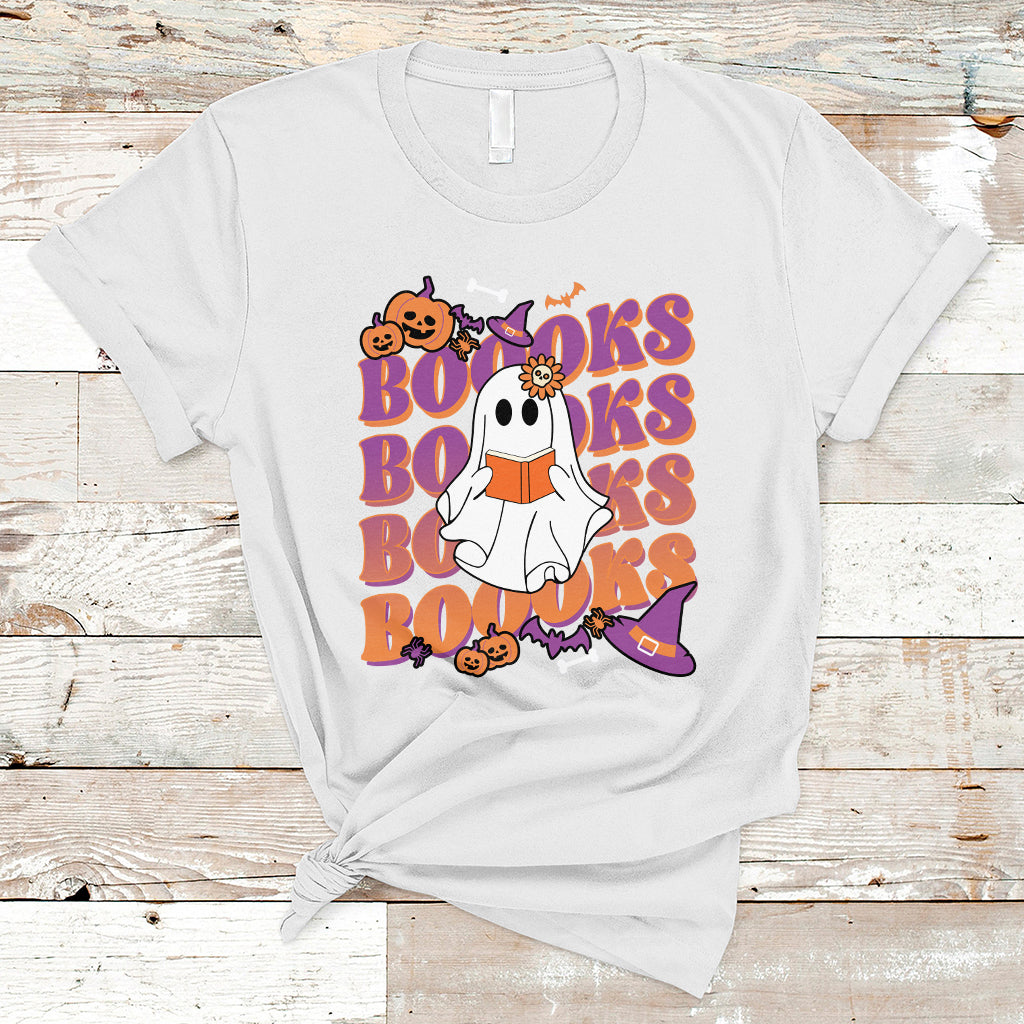 Halloween T Shirt Boooks Ghosts Tee, Funny Halloween Casual Shirt, Book-Loving Teacher Outfit, Bookworm TS08 - Wonder Print Shop