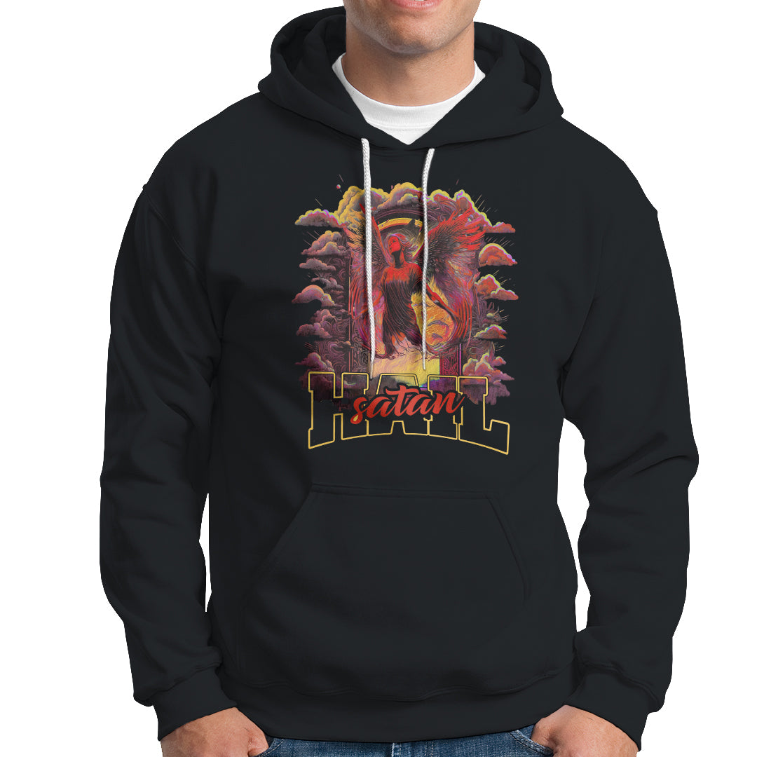 Religous Hoodie Hail Satan Shirt, Devil Occult T Shirt, Satanic Baphomet Pentagram Tee, Men Religious Christian TS08 - Wonder Print Shop