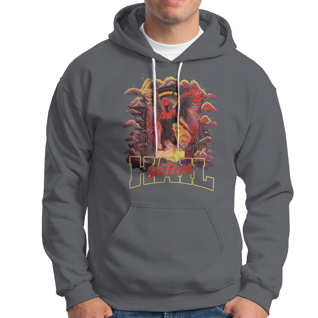 Religous Hoodie Hail Satan Shirt, Devil Occult T Shirt, Satanic Baphomet Pentagram Tee, Men Religious Christian TS08 - Wonder Print Shop