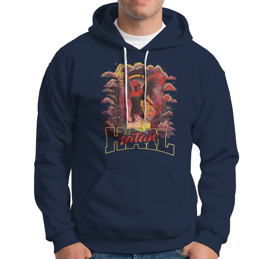 Religous Hoodie Hail Satan Shirt, Devil Occult T Shirt, Satanic Baphomet Pentagram Tee, Men Religious Christian TS08 - Wonder Print Shop