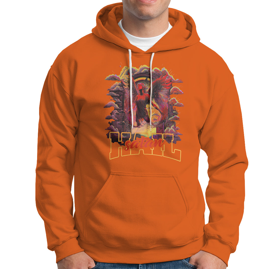 Religous Hoodie Hail Satan Shirt, Devil Occult T Shirt, Satanic Baphomet Pentagram Tee, Men Religious Christian TS08 - Wonder Print Shop