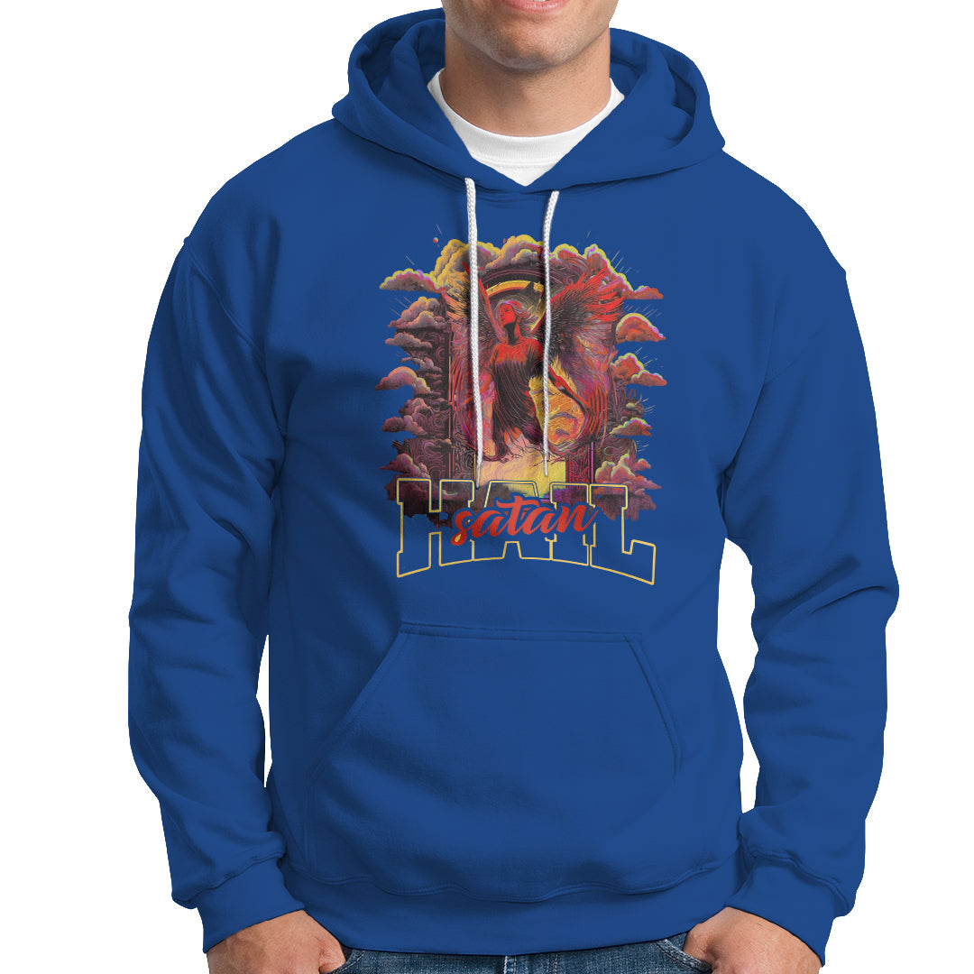Religous Hoodie Hail Satan Shirt, Devil Occult T Shirt, Satanic Baphomet Pentagram Tee, Men Religious Christian TS08 - Wonder Print Shop