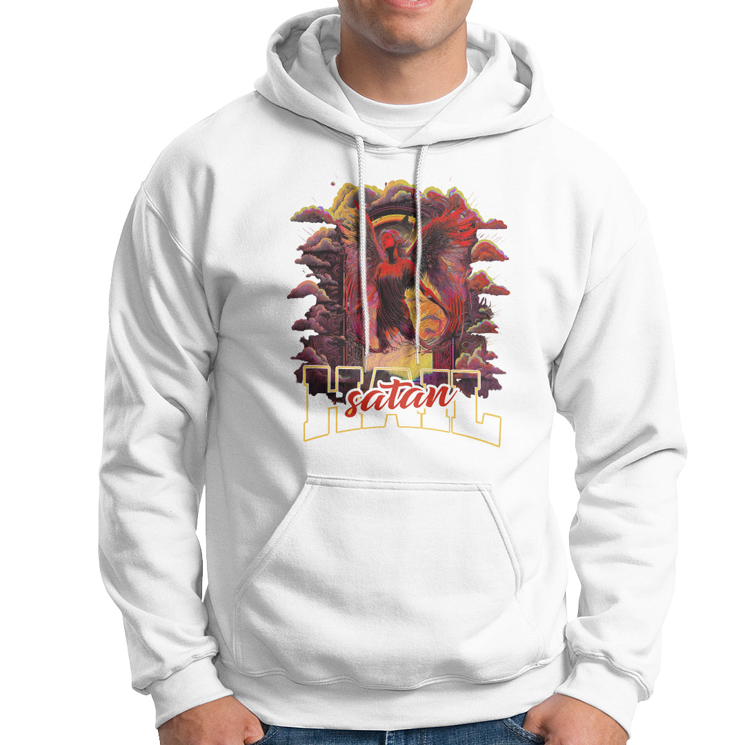 Religous Hoodie Hail Satan Shirt, Devil Occult T Shirt, Satanic Baphomet Pentagram Tee, Men Religious Christian TS08 - Wonder Print Shop