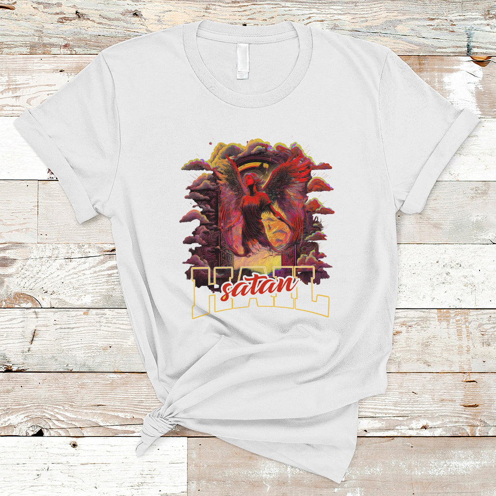 Religous T Shirt Hail Satan Shirt, Devil Occult T Shirt, Satanic Baphomet Pentagram Tee, Men Religious Christian TS08 - Wonder Print Shop