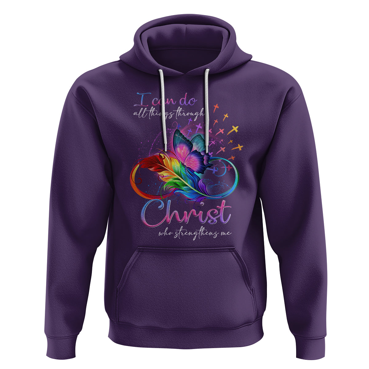 Christian Faith Hoodie I Can Do All Things Through Christ Who Strengthers Me - Wonder Print Shop