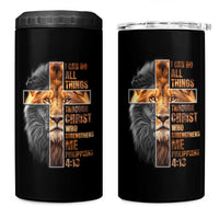 Christian Faith 4 in 1 Can Cooler Tumbler Lion I Can Do All Things Through Christ Who Strengthers Me