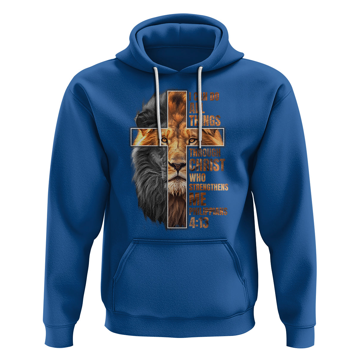 Christian Faith Hoodie Lion I Can Do All Things Through Christ Who Strengthers Me - Wonder Print Shop